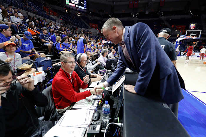 Chris Stewart during his first game back in 2020, with Greg Byrne